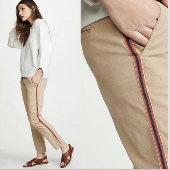 Nili Lotan East Hampton Desert Sand Cropped Side Stripe Tape Pant Size 2 - Picture 2 of 13